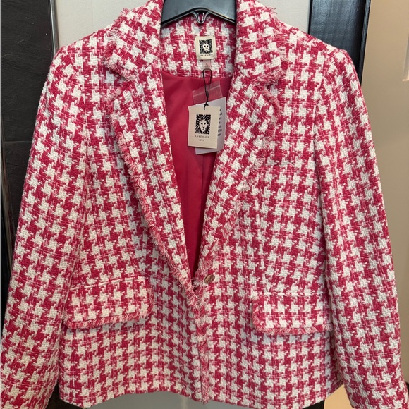 Anne Klein Jackets & Blazers - Anne Klein Red and White Houndstooth Blazer